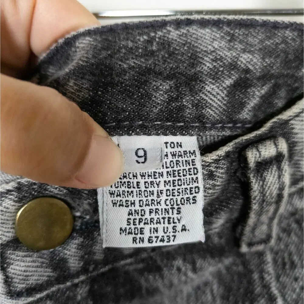 MAINFRAME Vintage 1980s Denim Pencil Skirt Grey Acid-Washed Cotton Women's 9